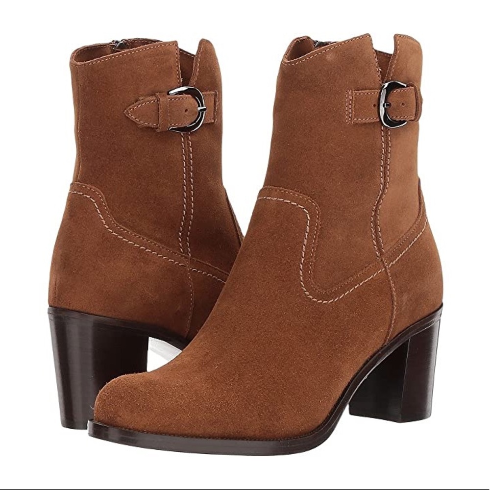 LA CANADIENNE PATTIE WESTERN BRANDY SUEDE LEATHER ANKLE BOOTS NWT SZ 10
